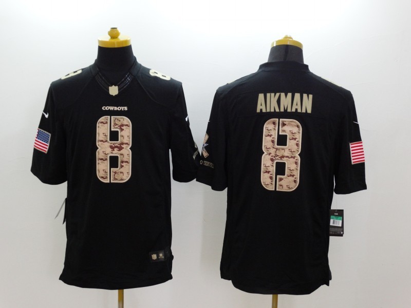 Men's Dallas Cowboys Troy Aikman #8 Black Jersey